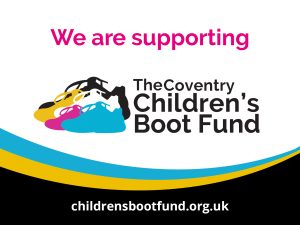 Graphic to demonstrate support for The Coventry Children's Boot Fund